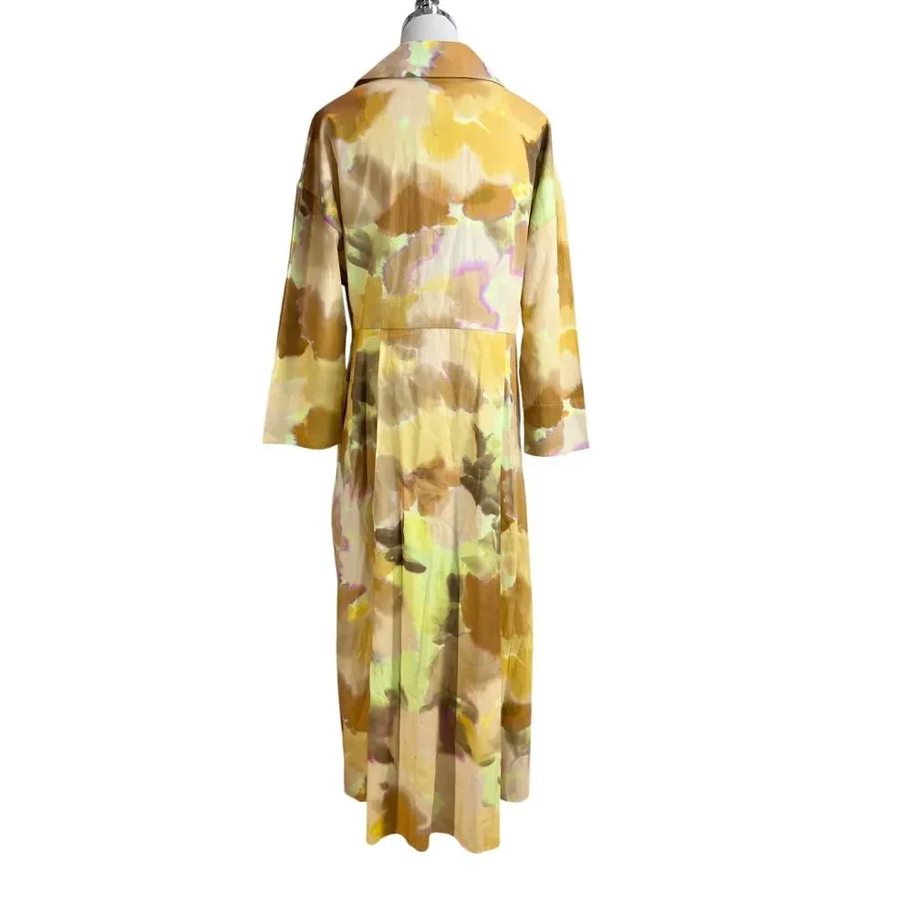 Exquise Brooklyn Dress Cotton Yellow Orange Pastels Watercolor Printed